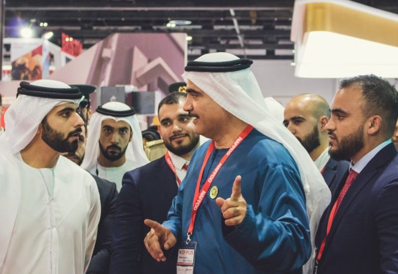 His Highness Sheikh Mansoor Bin Mohammed Bin Rashid Al Maktoum with NAFFCO Group CEO Eng. Khalid Al Khatib, INTERSEC 2019.